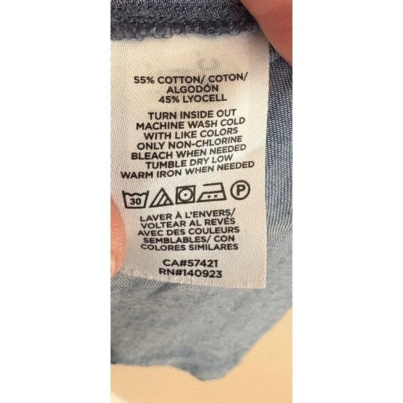 LOFT Petite Chambray Ruffle Button Front Short Sleeve Blouse Size Small - Picture 8 of 10